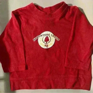 100% cotton vintage red long sleeve tee shirt hiking crew neck style toddler boy